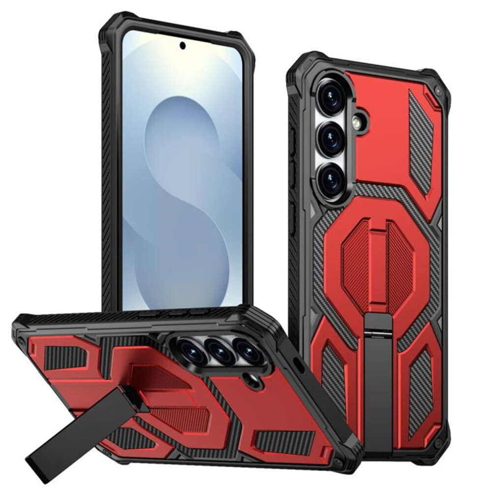 Samsung Galaxy S25+/S24+ 5G Case, Magsafe Compatible, Military-Grade Shockproof With Hidden Metal Kickstand, Red 9165521681051