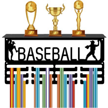 Baseball Medal Holder Shelf 4-Row Wall Mount 15.7x7.9 Inch