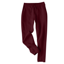 Pantaloni de damă din bumbac-in, culoare vișinie, talie nouă sferturi