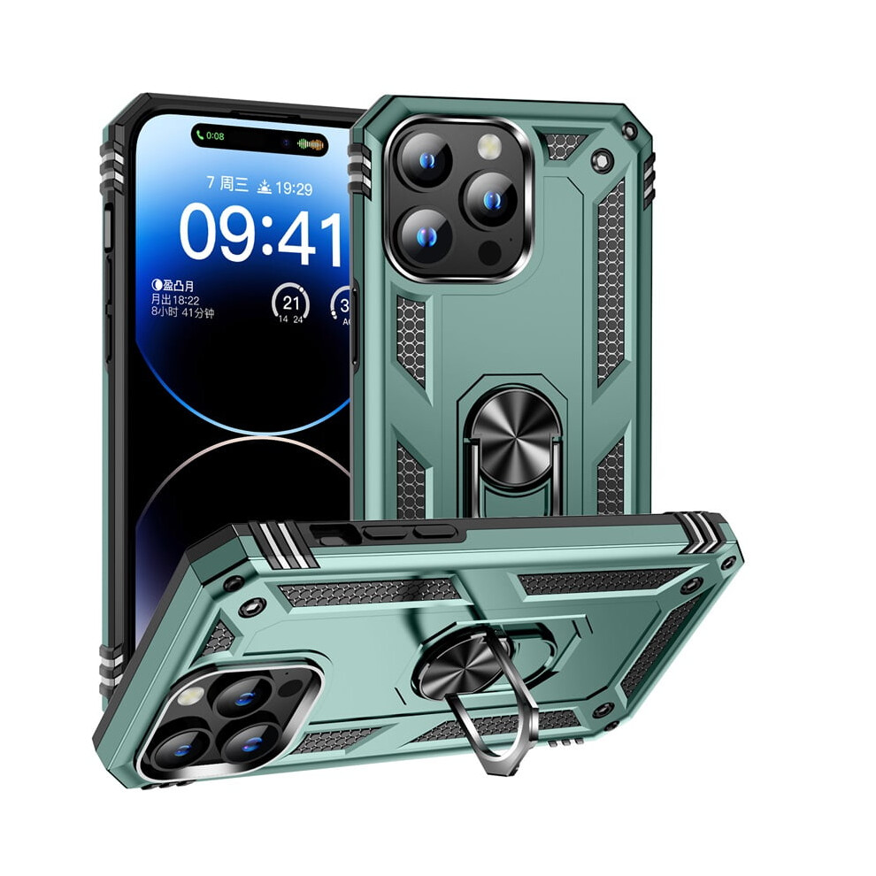 Military Grade Shockproof Iphone 15 Pro Case With Kickstand, Dark Â Compatible With Iphone 15 Pro (6.1) Green 9165521669998