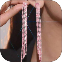 Oorbellen met strass-kwastjes voor dames, lange kroonluchterstijl.