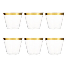Gobelets en plastique transparent à bordure dorée, 27 cl, paquet de 6