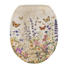 Pokrowiec na deskę sedesową Butterfly Daisy Elongated – uniwersalny, miękki, łatwy w czyszczeniu, kompatybilny z większością toalet
