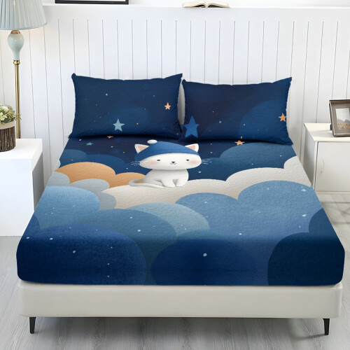 Goodnight Cat Polyester Lagensæt Queen1Fitted2