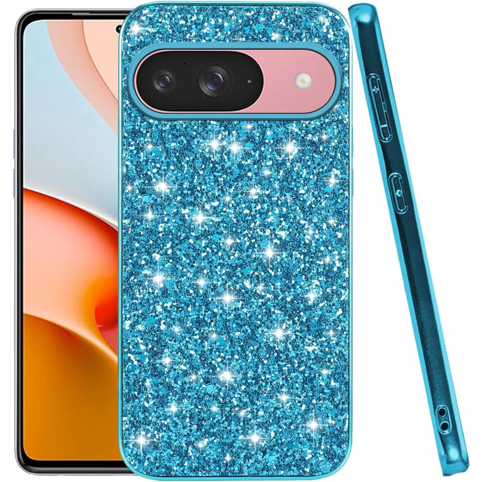 Glitter Shockproof Case For Google Pixel 9 Â Bling Sparkly Tpu/Pc Protective Cover (Blue) Blue 9165521666614