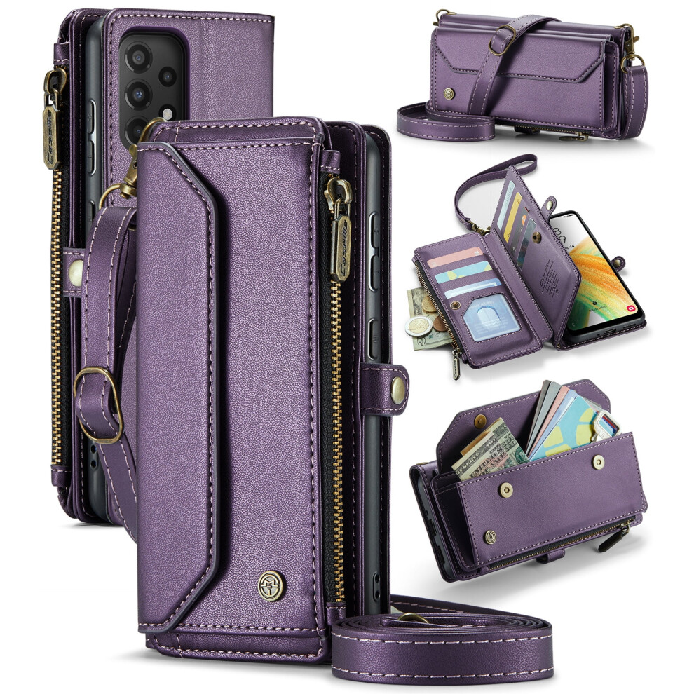 Caseme Leather Wallet Case For Compatible With Samsung Galaxy A33 5G Â Rfid Blocking, 10-Card Holder, Zipper Bills Slot, Magnetic Wrist Strap 9165521667048