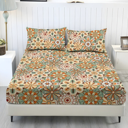 Σετ σεντονιών Retro Flower Twin XL, 3 τεμάχια μαλακά σεντόνια με σεντόνι με τσέπες 9,8" και 2