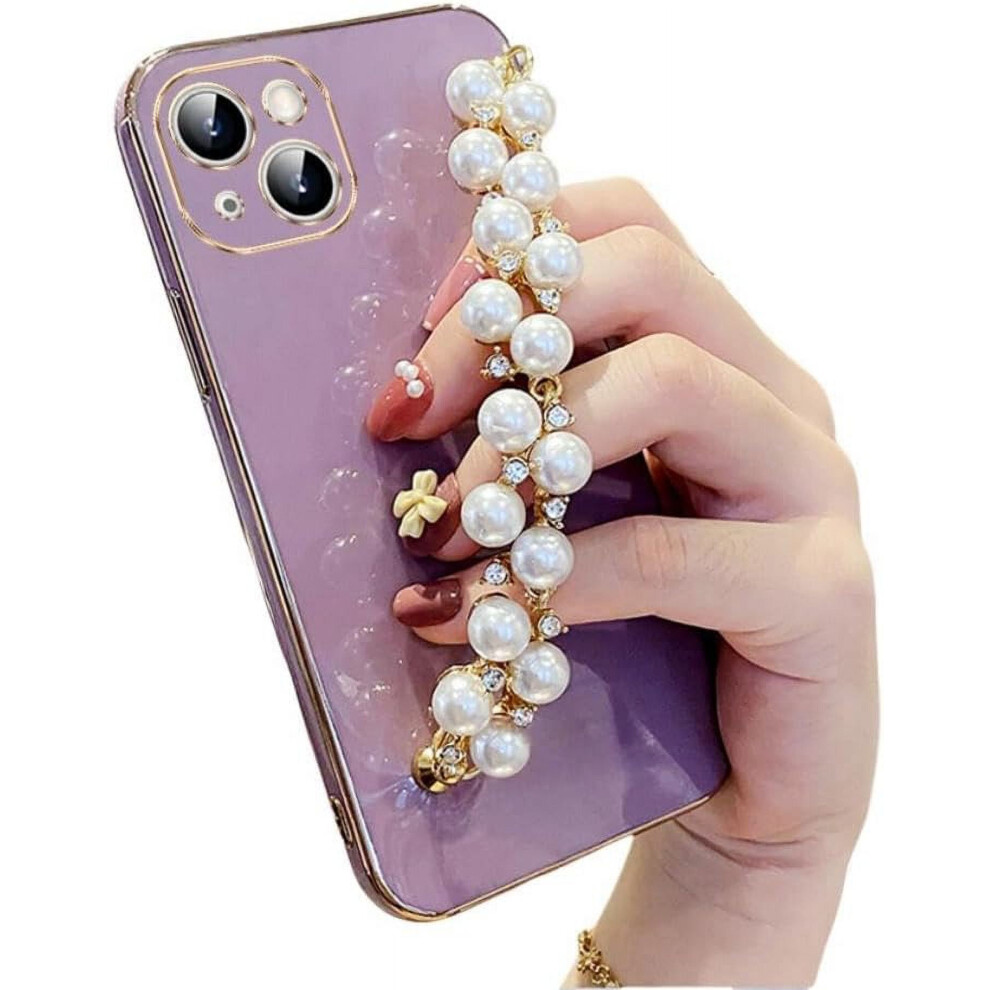 Electroplated Beaded Phone Case For Iphone 15 To X Purple 968604507557