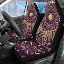 Potahy na autosedačky na přední sedadla, fialová, zlatá, mandala, 2 kusy