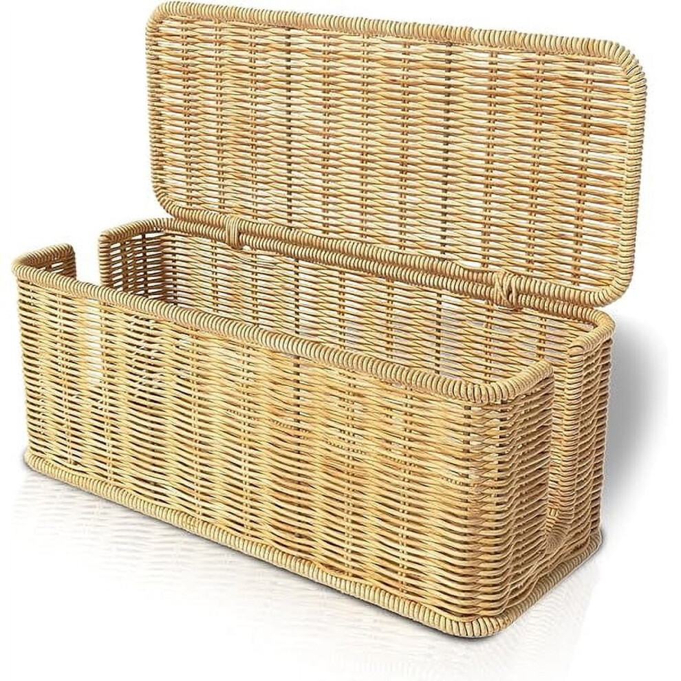 Cord Organizer Hider Box, Easy To Use Cable Management Box With Lid, Handwoven Imitation Rattan Storage For Power Strip Router Tv Computer, 9071309127065