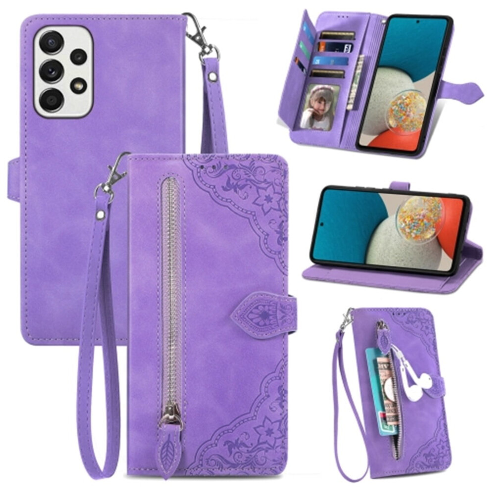 Compatible With Samsung Galaxy A53 5G Case Â Pu Leather Magnetic Flip Wallet With Lanyard, Zipper Card Holder & Wristlet 9165521668076