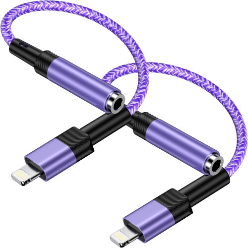 3,5 mm Aux-adapter flettet, 2-pak til iPhone 14/13Pro Max