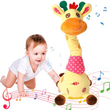 Dansande och pratande giraffleksak, gosedjursleksak som upprepar vad du säger, glödande musikalisk elektronisk giraffpresent för småbarn 1-3 år