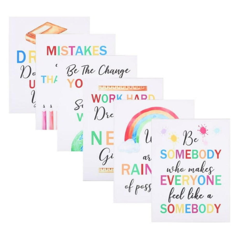 Inspirational Quotes Motivational Saying, Encouraging Wall Decor Set Of6, Colorful Words Art Prints For Kids, Wall Art For Nursery Classroom