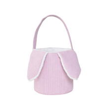 Osterkorb aus Cord mit Hasenohren, rosa, 23 cm Durchmesser x 23 cm Höhe