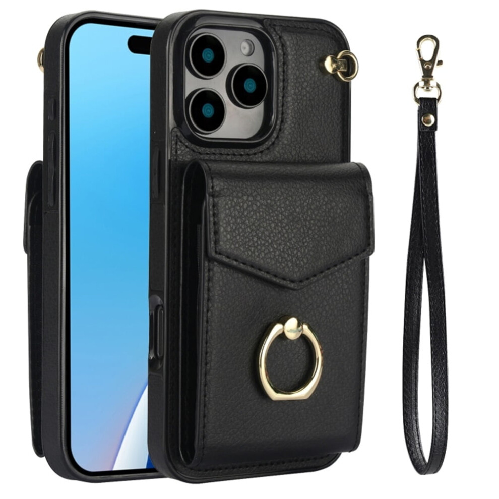 Pu Leather Wallet Case For Iphone 16 Pro Max Black 968604510977
