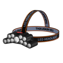 Linterna portátil, linterna frontal LED de 11 LED, linterna para exteriores con auriculares, carga USB, LED de larga duración, linterna