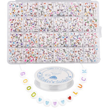 DIY Jewelry Making Kit with Alphabet Beads, Multicolor Letter Beads with Heart & Star Patterns for Customized Bracelets, Necklaces, and Holiday Crafts