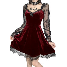 Elegantes Kleid mit Puffärmeln im Gothic-Stil und viktorianischem Touch, modisches Kleid mit verstellbarem Ausschnitt – perfekt für den Clubabend.