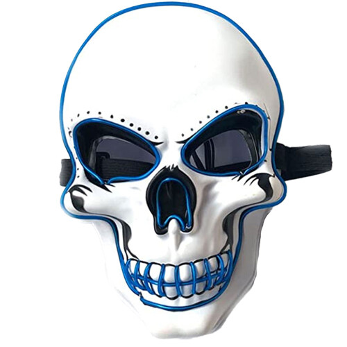 Μάσκα LED με ρυθμιζόμενο λουράκι για Halloween Cosplay, μεγάλη μάσκα με τρύπα ματιών που