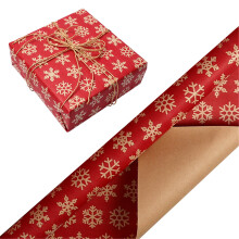 Carta da regalo natalizia rossa con motivo a griglia rustica, 17 x 9,8 pollici.
