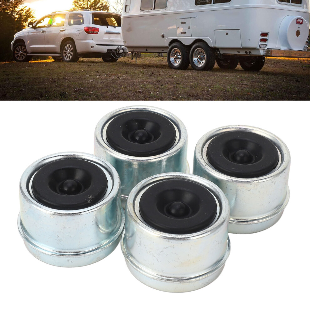 Trailer Hub Dust Cap Set 4Pcs 1.98In With Rubber Plugs For Lb Hubs 7611387215821