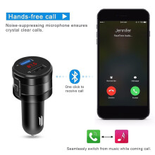 Transmissor FM Bluetooth universal para carros com porta de carregamento USB, viva-voz, cancelamento de ruído e reprodutor de MP3 a partir de