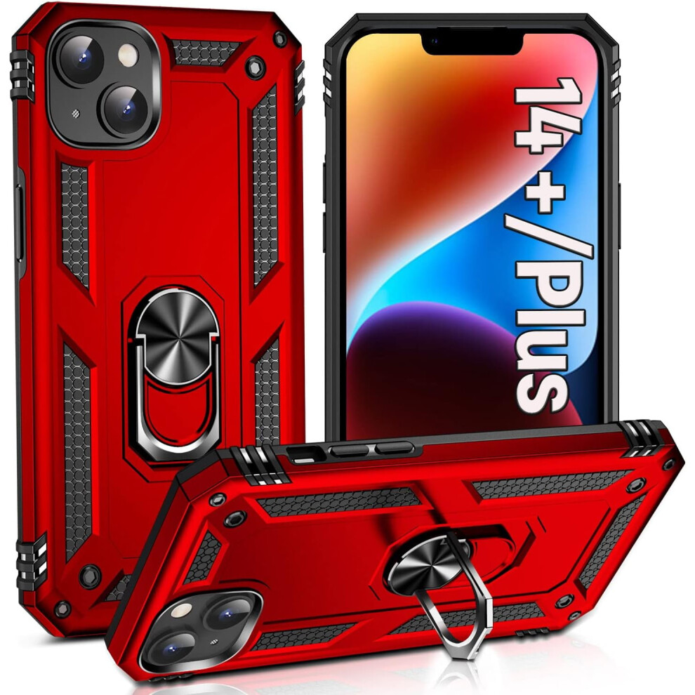 For 14 Plus Phone Case For Compatible With Iphone 14 Plus,With Ring,Military Grade Shockproof Liquid Silicone Slim Phone Case,For 14 Plus Case Red 9193271863052