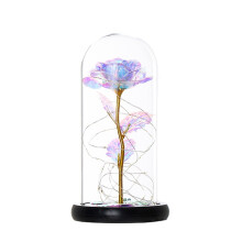 Rosa de Natal de Vidro - Flor Artificial em Cúpula de Vidro para Presentear Mãe, Esposa ou Namorada