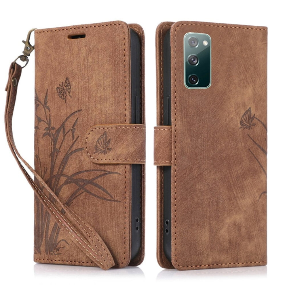 Leather Flip Wallet Case For Samsung Galaxy S20 Fe Brown 9170372585427