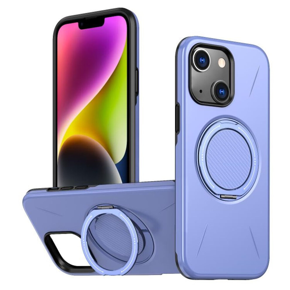Ultra Slim Hybrid Iphone 14 Case: Tpu+Pc, Magsafe Compatible, Metal Rotating Holder, Military Shockproof, Purple 9418476726514
