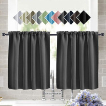 Thermal Short Blackout Curtains, Dark Gray, 29.9"x36", Darkening for Small Windows, Living Room/Bedroom/Kitchen, Rod Pocket, Set of 2