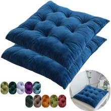 Dynor till matstolar i sammet med band, 2-pack 35x35