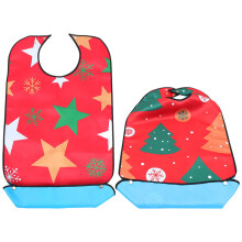 8Pcs Red Christmas Adult Bibs Waterproof Adjustable Strap for Seniors