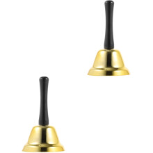 2Stk Weihnachts-Handglocken Aus Poliertem Mit Holzgriff, Golden