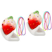 2Stk Kinder Ocarina Erdbeerform Keramik 6 Löcher Mit Halter Band