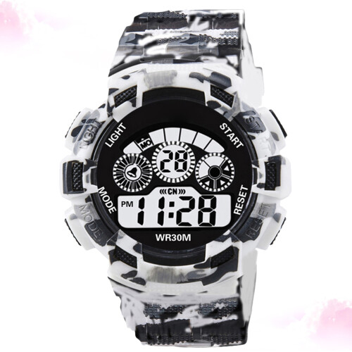 3Pcs Light Grey Men Sport Watch Digital Display Waterproof Timer Alarm 1