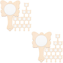 24Stk Handspiegel Holz Khaki DIY Unfertig Kinder Spiegel Bastelset