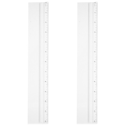 2Pcs Clear Plastic Magnifying Ruler for Measuring and Drafting Tasks