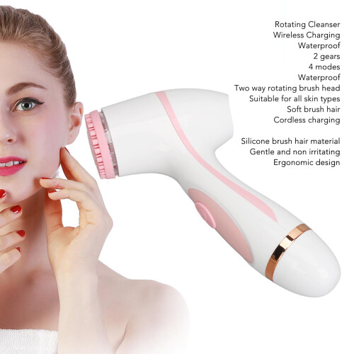 Facial Cleansing Brush Waterproof 500mAh Pink 2