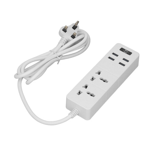 USB Power Strip Universal Socket Extension Cord With High Power Multiple Safety Protection White 1