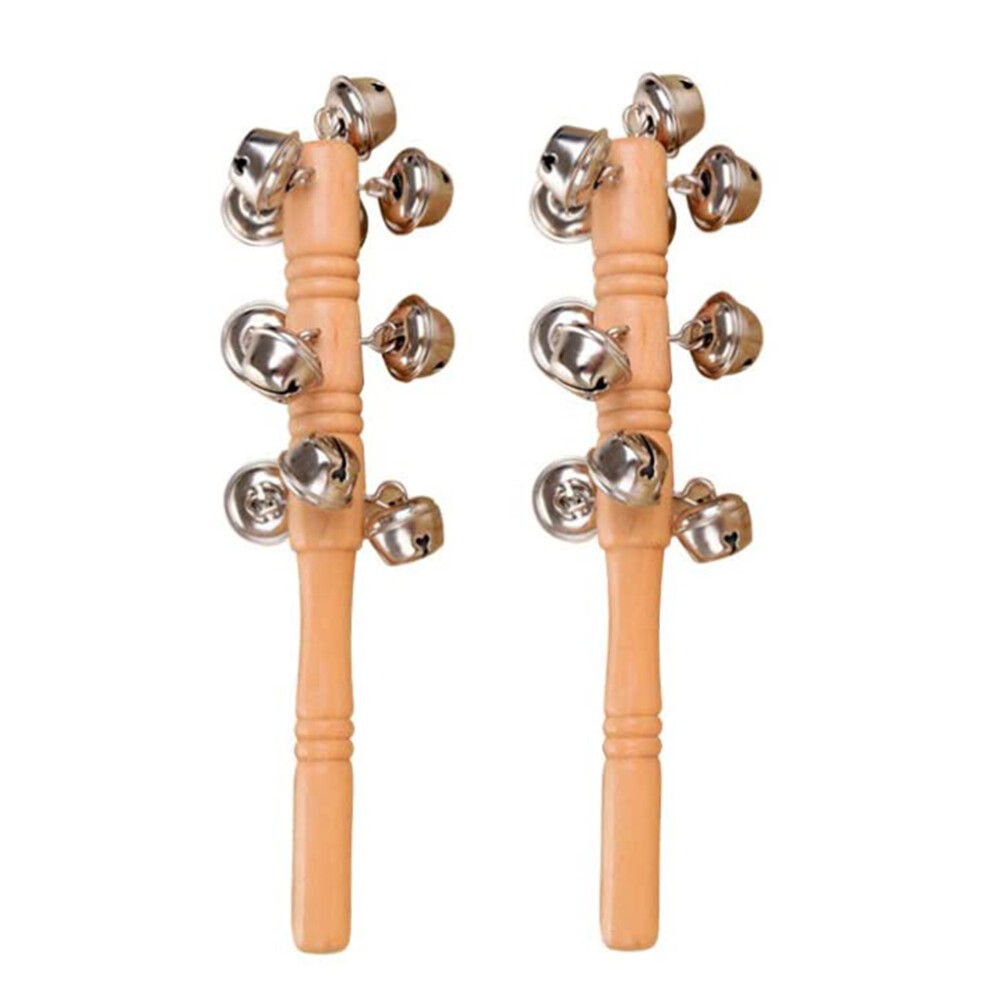 Non Toxic Jingle Bells with Wooden Handle, Colorful Bells Musical Instrument for Kids, Enhances Motor Skills and Auditory Stimulation