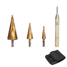 Automatic Deburring Step Drill Bit Titanium Coated Multi Size Hole Two-flute Design Corrosion Resistant for Home Repairs