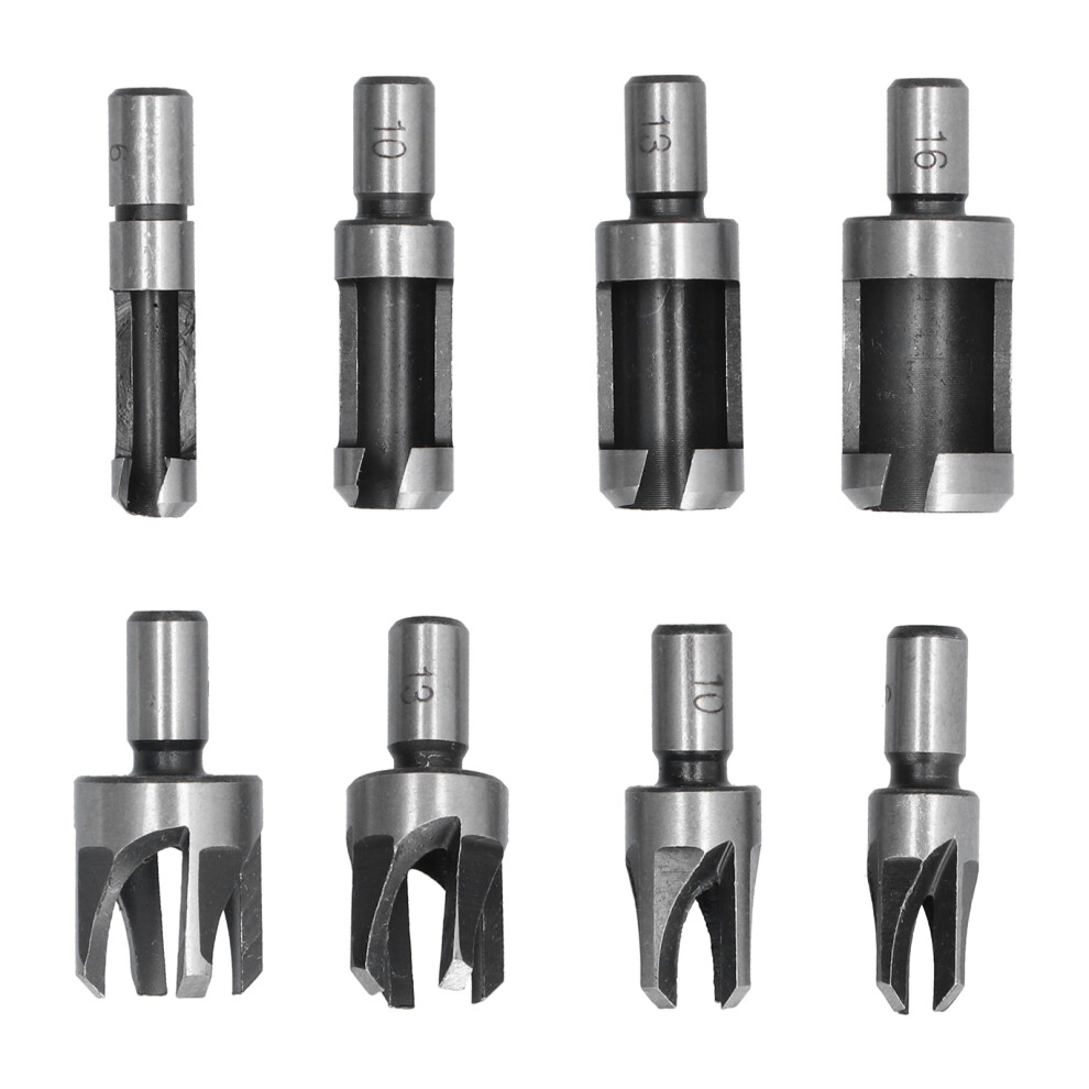 Titanium Coated Plug Cutter Set Carbon Steel Chamfer Drill Bits Straight And Tapered Woodworking Rust Resistant Quick Change Design Easy To Use 9551475299471