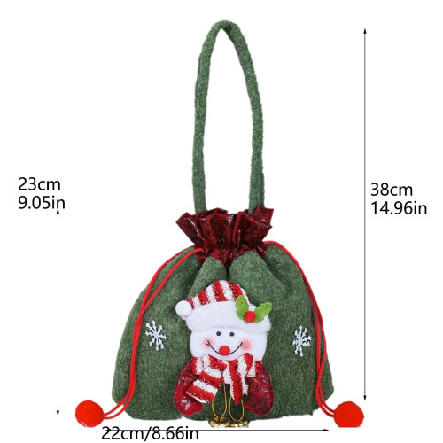 Christmas drawstring gift bag grey embroidery design 2