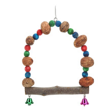 Bird Cage Swings With Hanging Hook, Better Bells Entertainment For Birds Bird Swing Safe For Small Birds Colorful Beads And Pecans Wood
