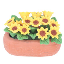 Garden Landscaping Ornament Decorative Bonsai Miniature Sunflower Vase Artificial Sunflowers Lifelike Fake Flower Mini Bonsai Model Doll House Potted