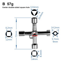 Chave universal resistente e durável com encaixe triangular, quadrado e cruzado, à prova de ferrugem. Chave de encanamento e utilidades de 4 vias,