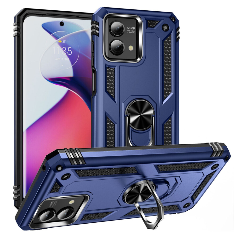 Moto G Stylus 2023 5G Case, Military-Grade Shockproof Cover With 360 Rotating Kickstand - Blue 9558633071443