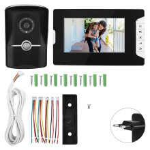 Video Doorbell With Monitor7Inch LCD Screen Wired Intercom System HD Imaging Night Vision Rain Resistant Dual Communication Unlock Function Auto